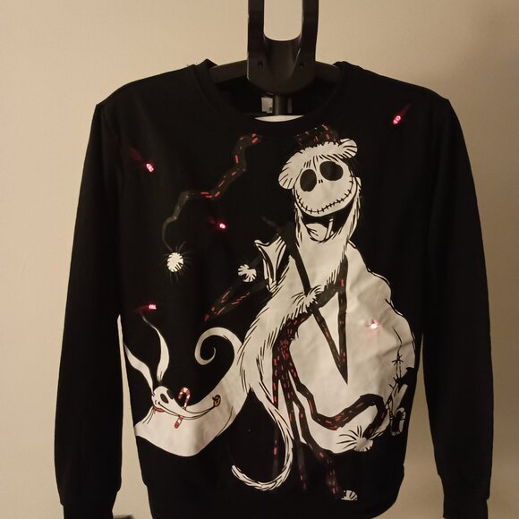 Disney Nightmare Before Christmas Black Light Up Sweatshirt Unisex Size Small S - Picture 15 of 16